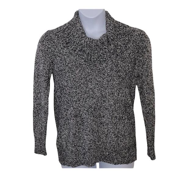 Rafaella Cowl Neck Black & Grey Marbled Cozy Sweater size Medium - Picture 2 of 14